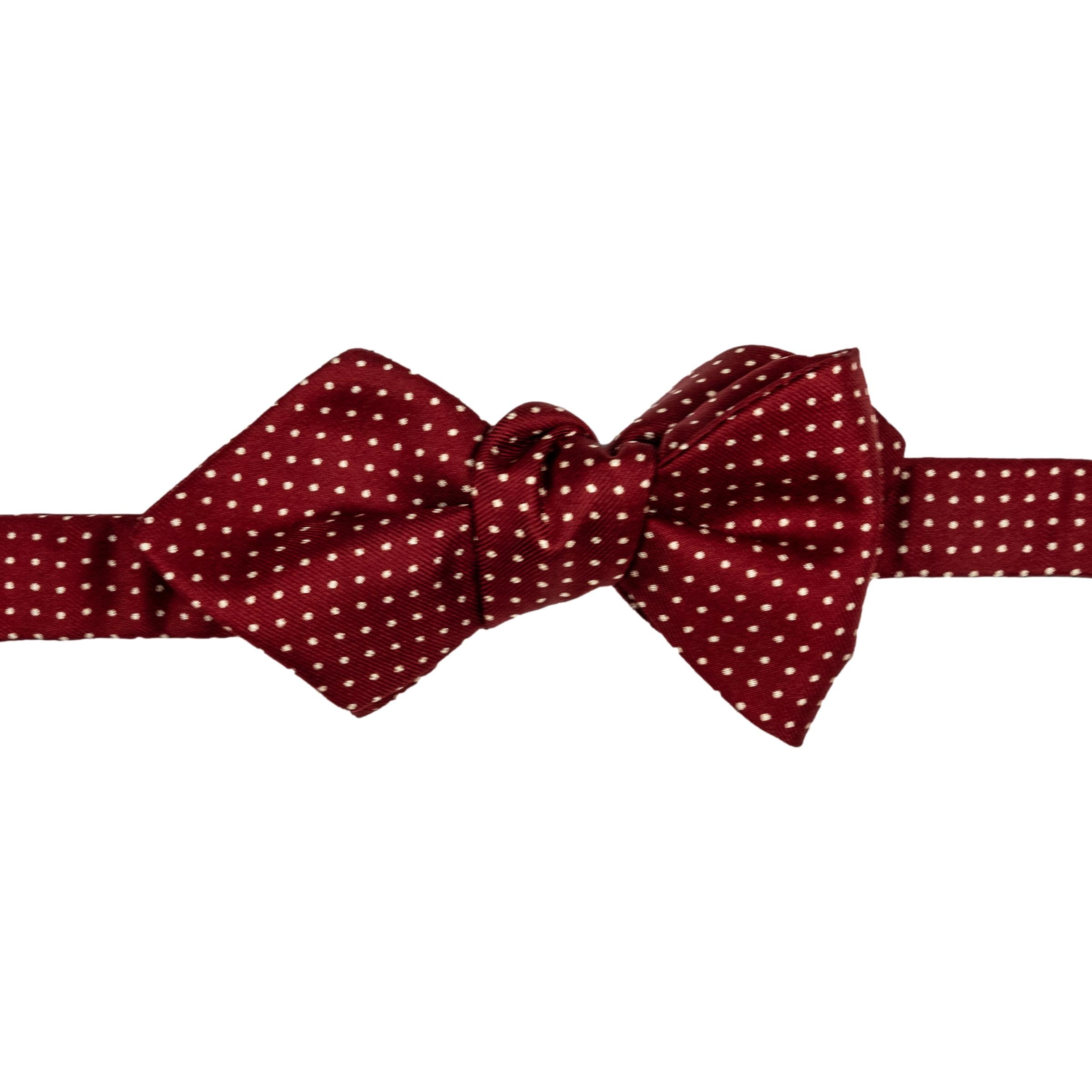 Diamond Point Pin Dot Silk Bow Tie