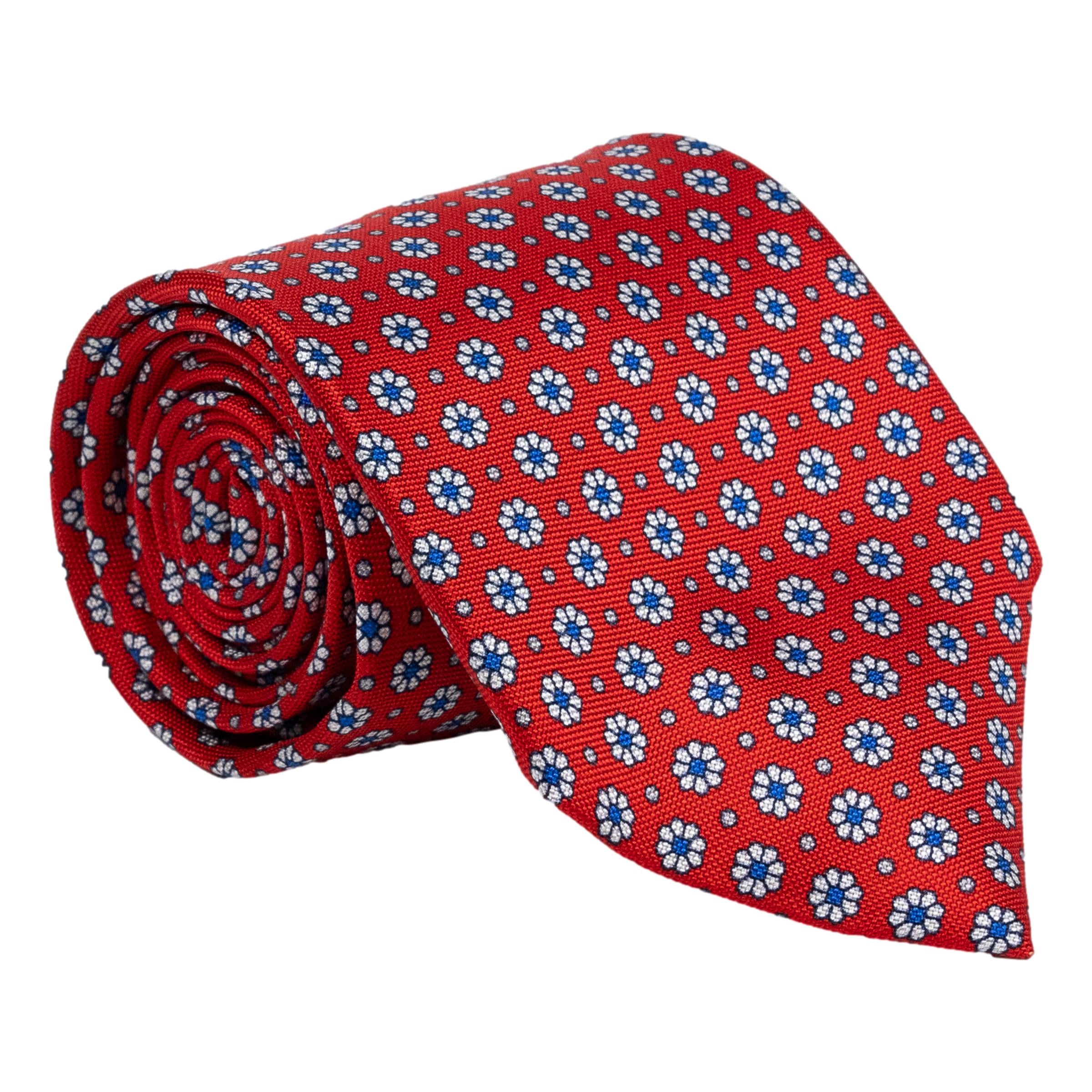 Flower and Dot Motif Silk Tie