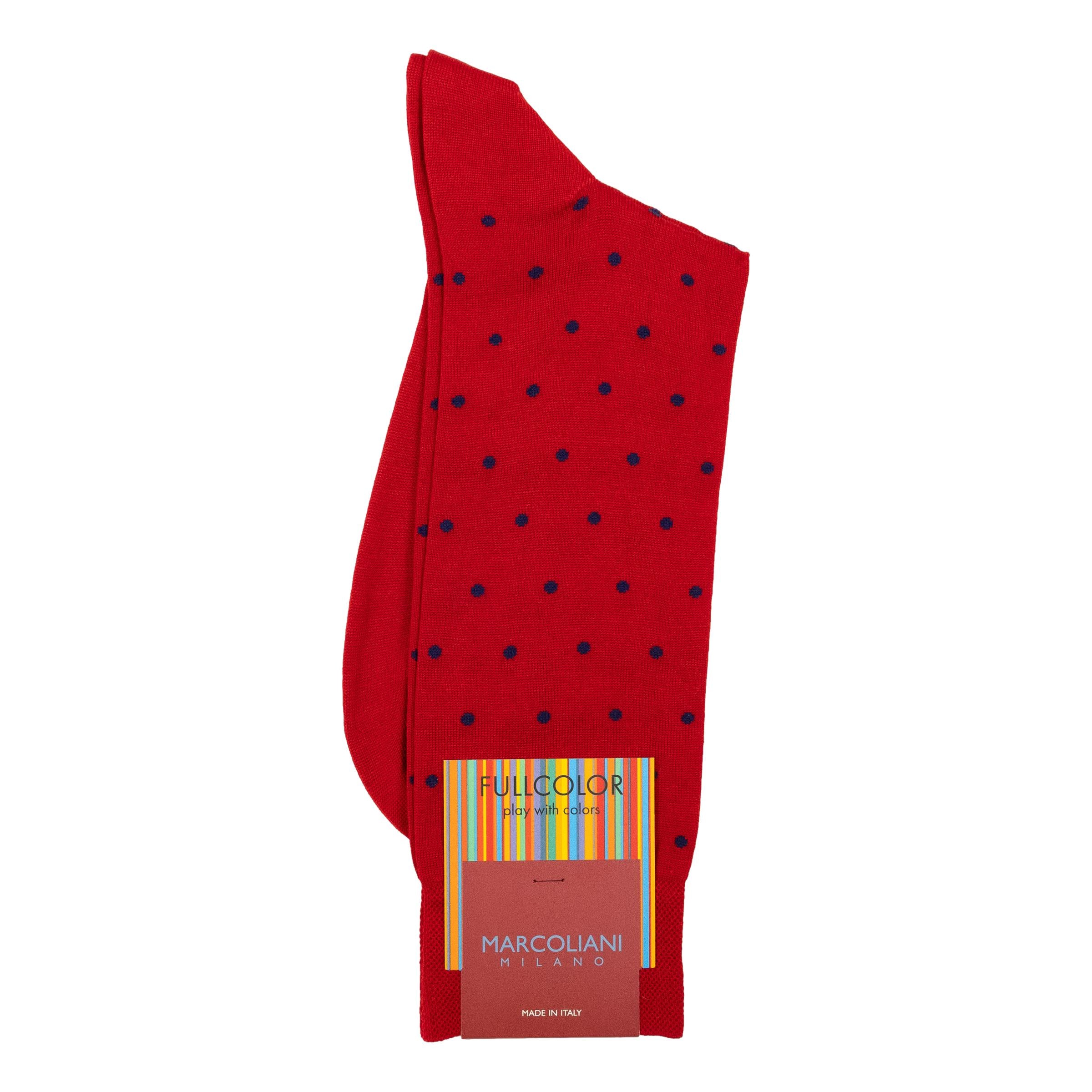 Pima Cotton Polka Dot Mid-Calf Dress Socks