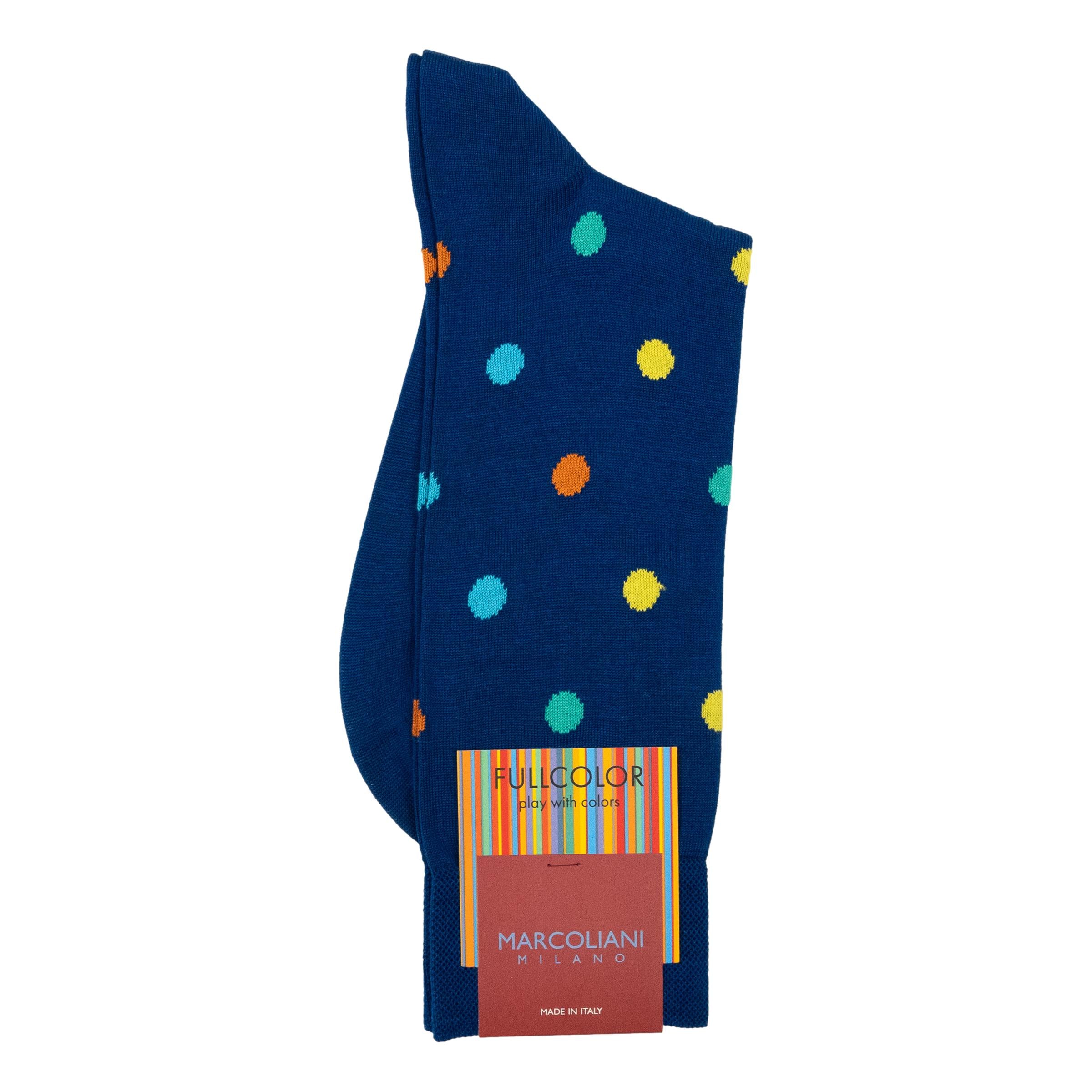 Pima Cotton Multicolor Dot Mid-Calf Dress Socks