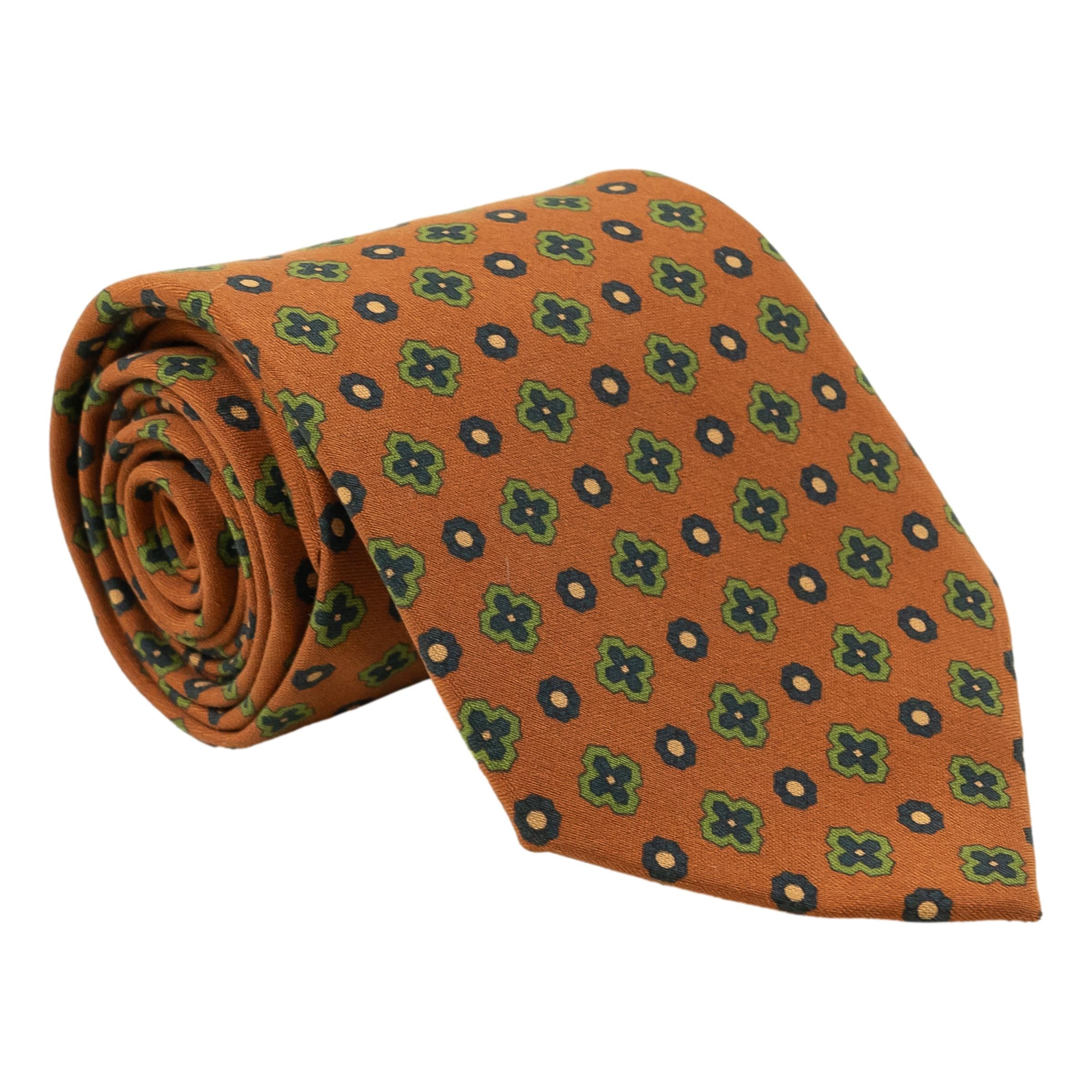 Multicolor Shield Motif Silk Tie