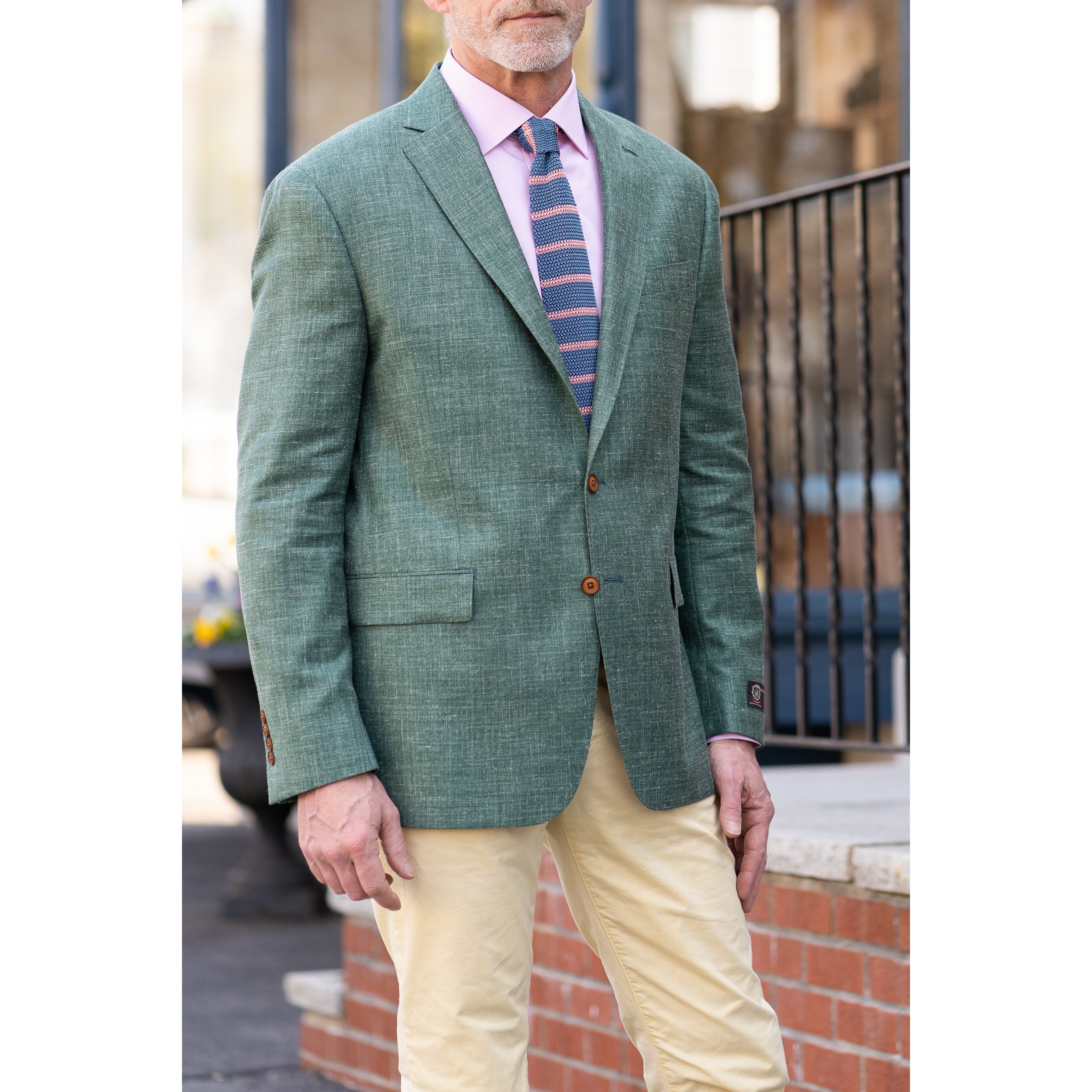 Green Wool, Silk, and Linen Fratelli Tallia Di Delfino