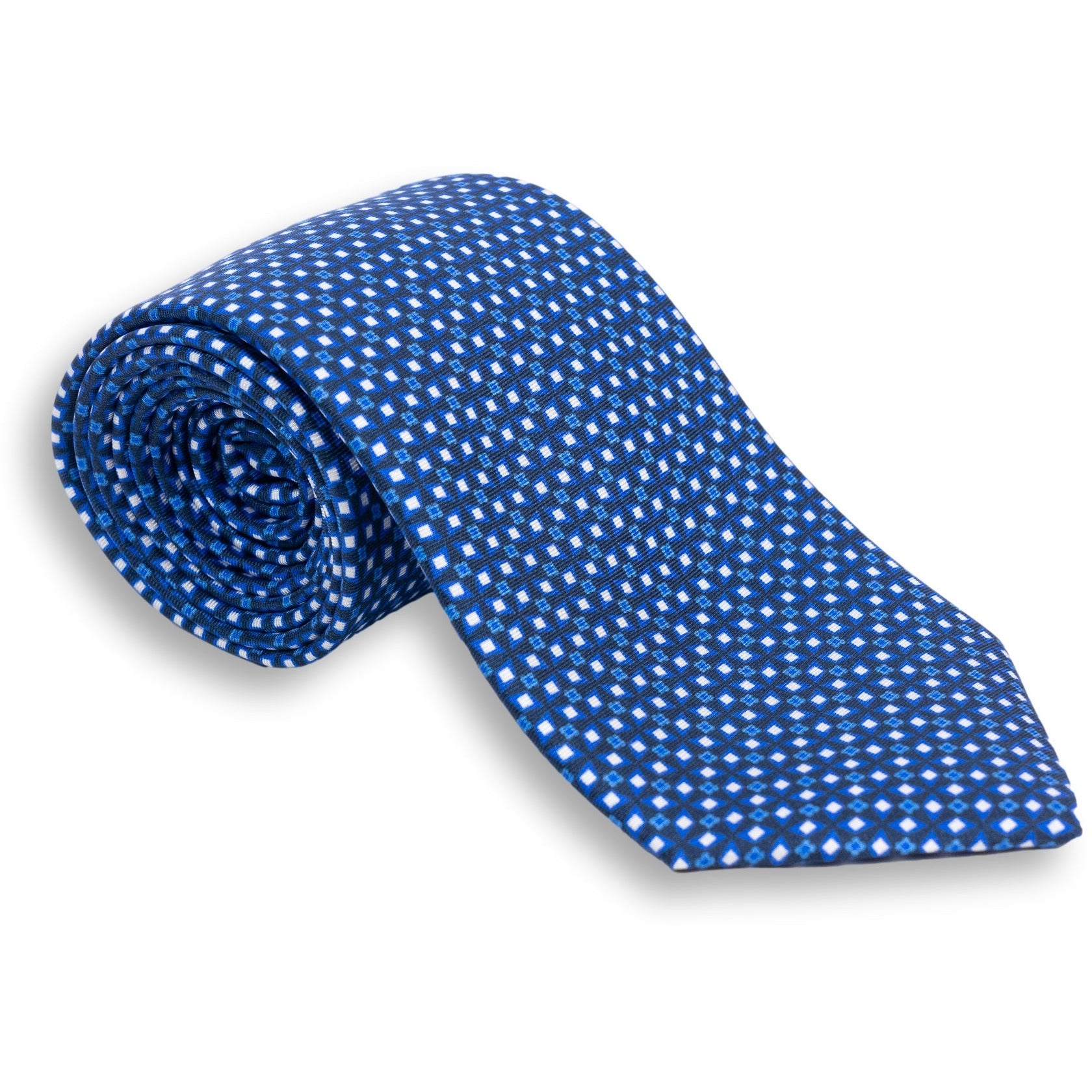 Abstract Diamond Pattern Silk Print Tie