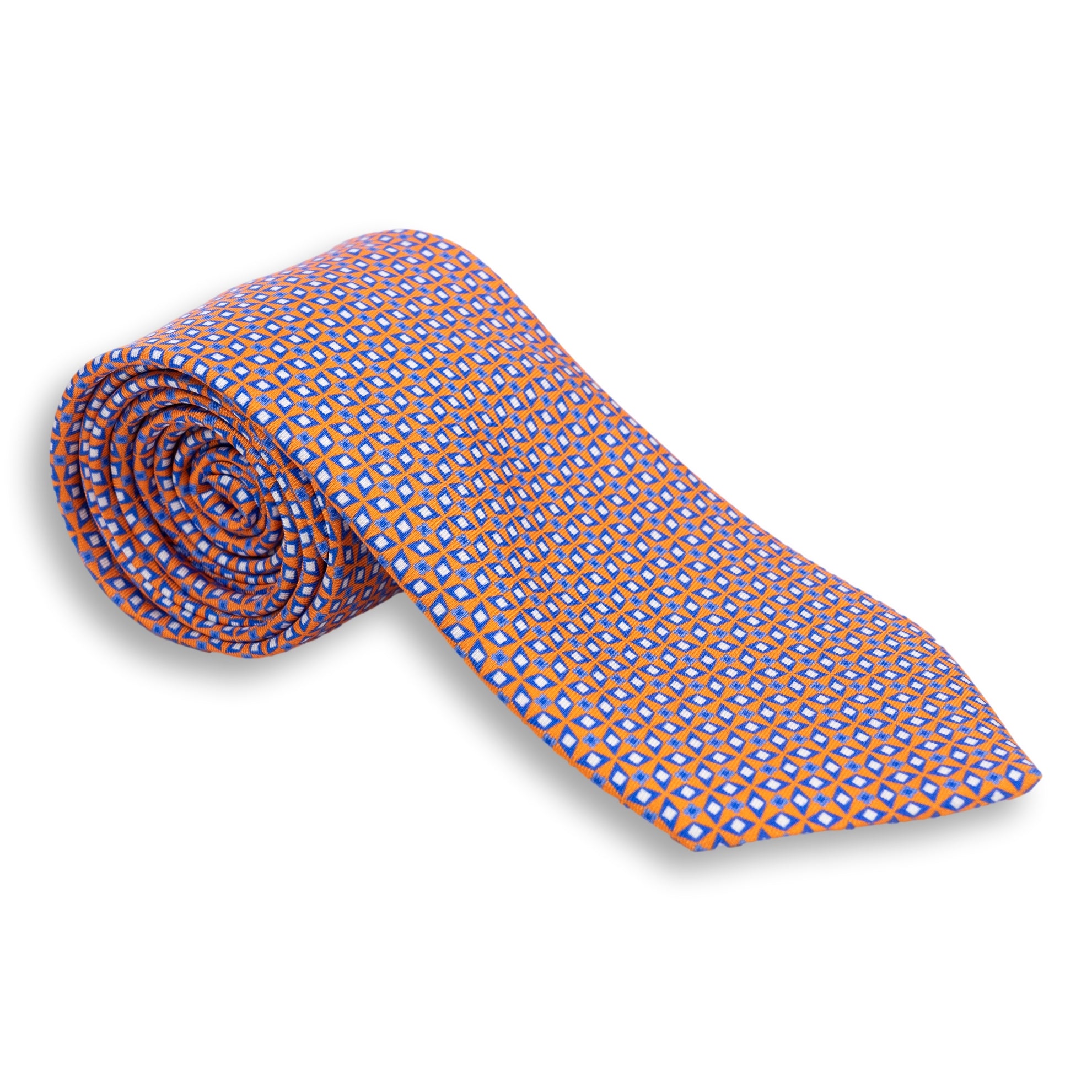 Abstract Diamond Pattern Silk Print Tie