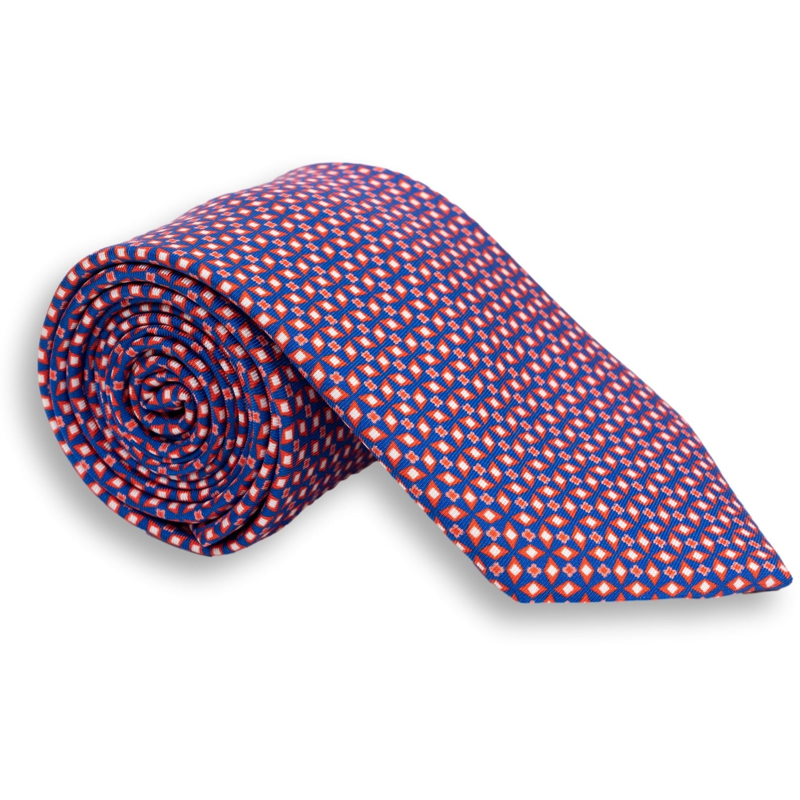 Abstract Diamond Pattern Silk Print Tie