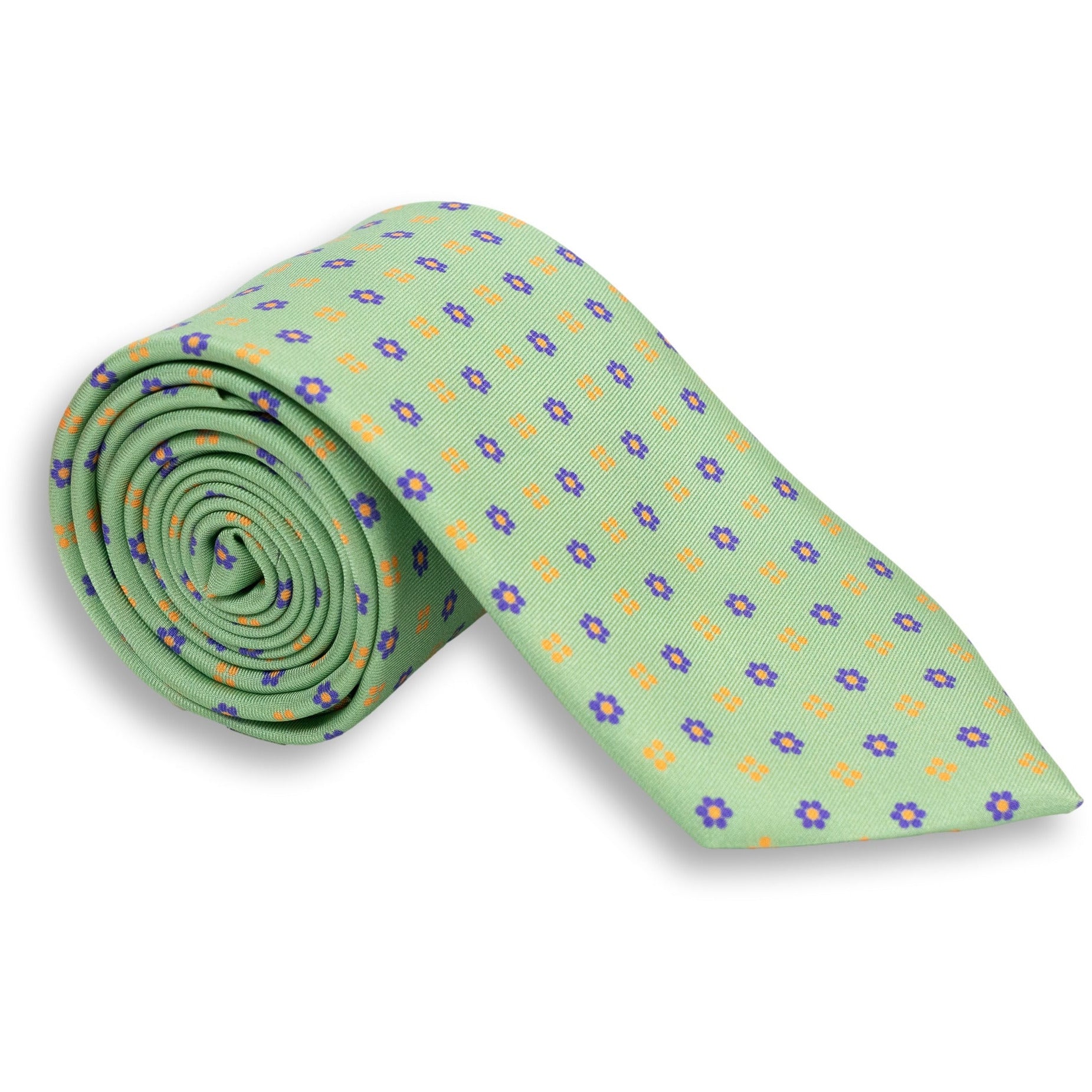 Abstract Flower Pattern Silk Print Tie