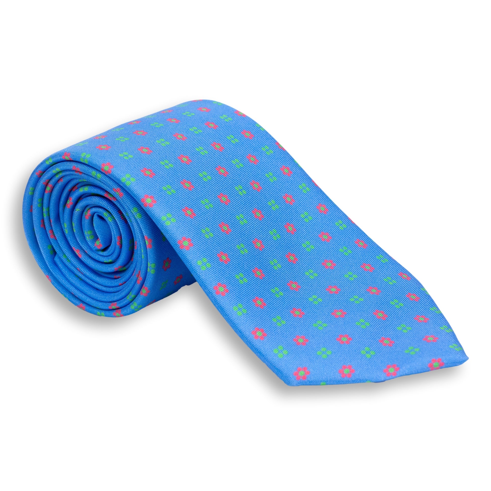 Abstract Flower Pattern Silk Print Tie