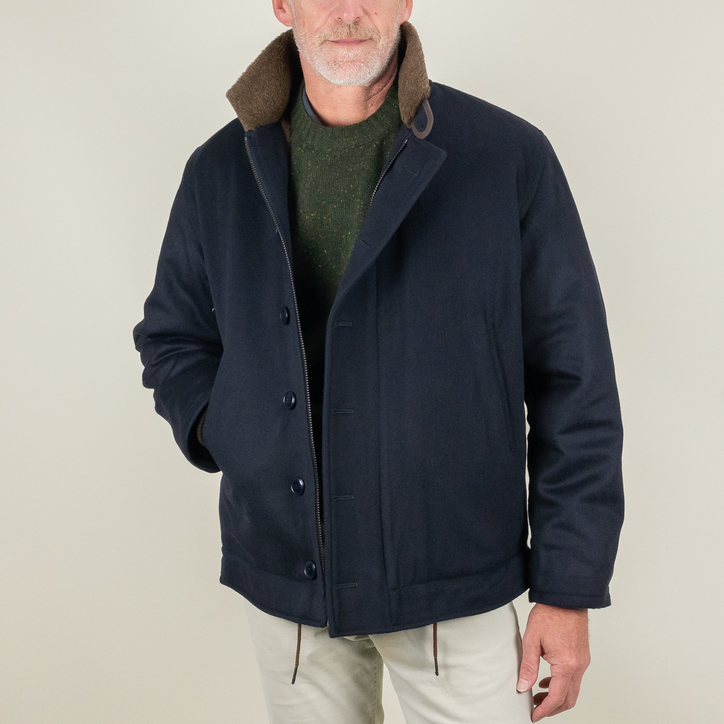 Chrysalis Navy Loden Wool Deck Jacket