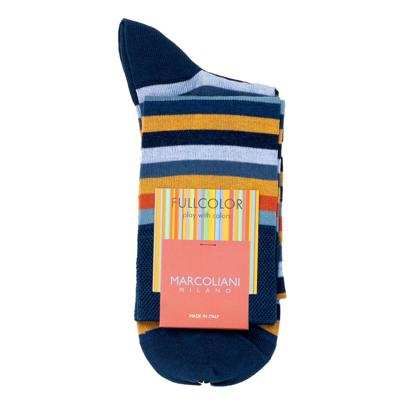 Pima Cotton Rainbow Stripe Over-the-Calf Dress Socks