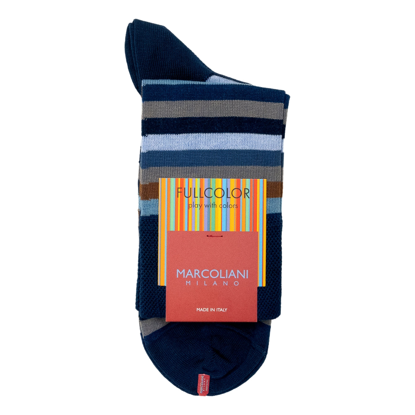 Pima Cotton Rainbow Stripe Over-the-Calf Dress Socks