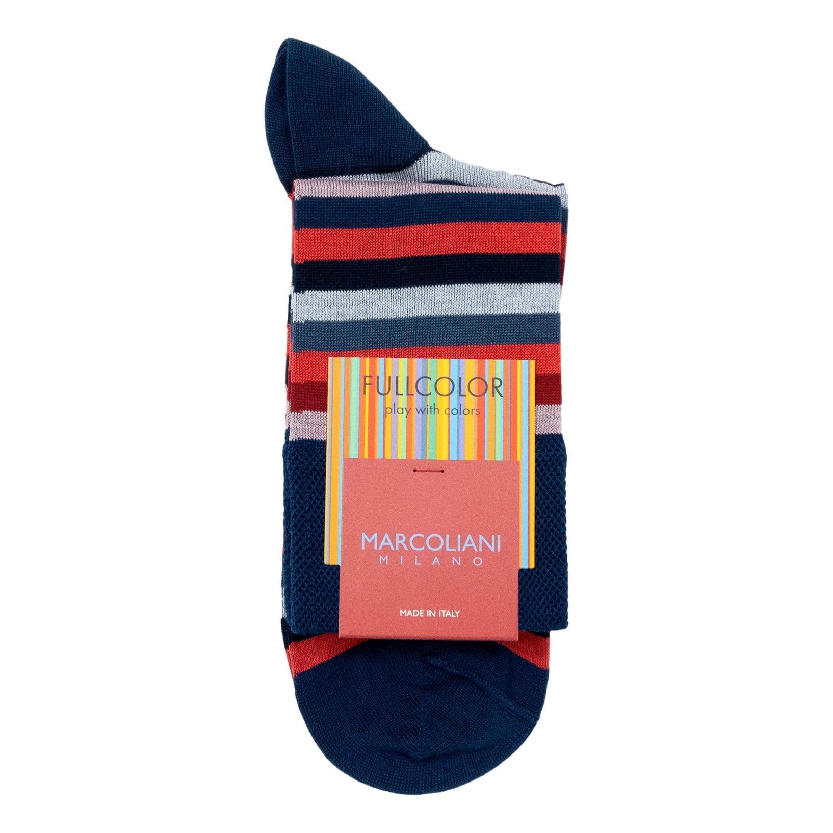 Pima Cotton Rainbow Stripe Over-the-Calf Dress Socks