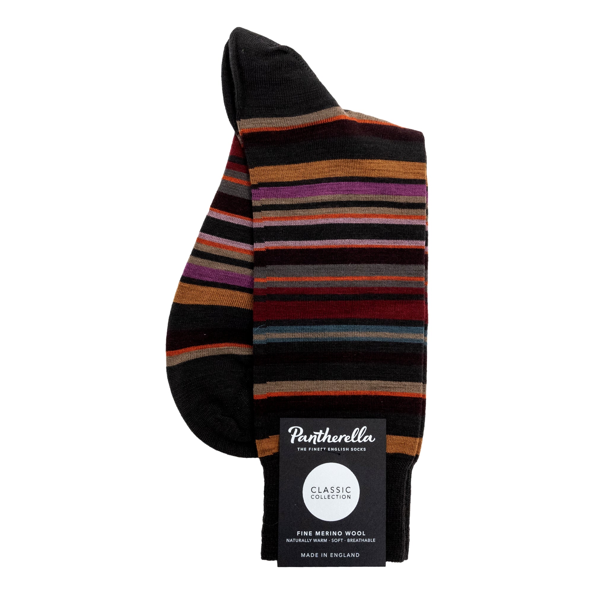 Quakers Stripe Merino Wool Mid-Calf Dress Socks