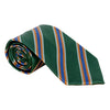 Navy, Silver, Rust, and Forest Regimental Repp Stripe Silk Tie