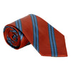 Navy, Light Blue, and Rust Regimental Repp Stripe Silk Tie