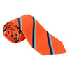 Navy, Silver, and Orange Repp Stripe Silk Tie