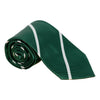 Green and White Silk Repp Stripe Tie