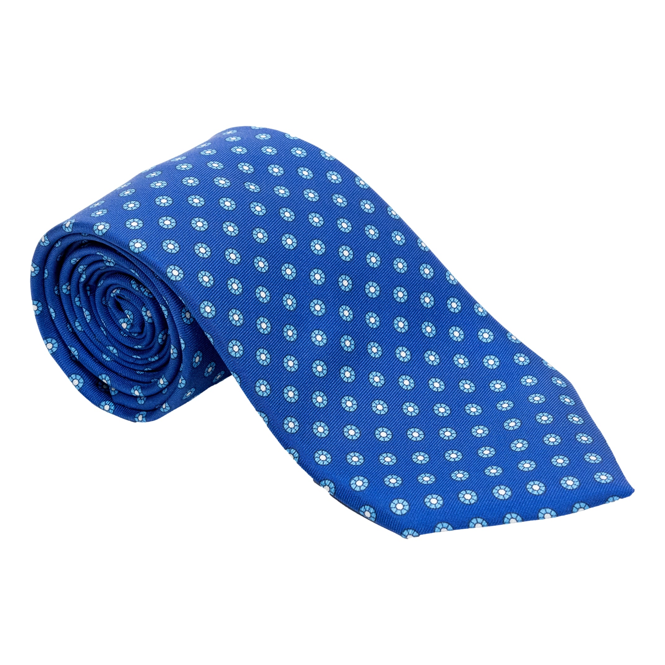 Abstract Blue Flower Petal Silk Tie