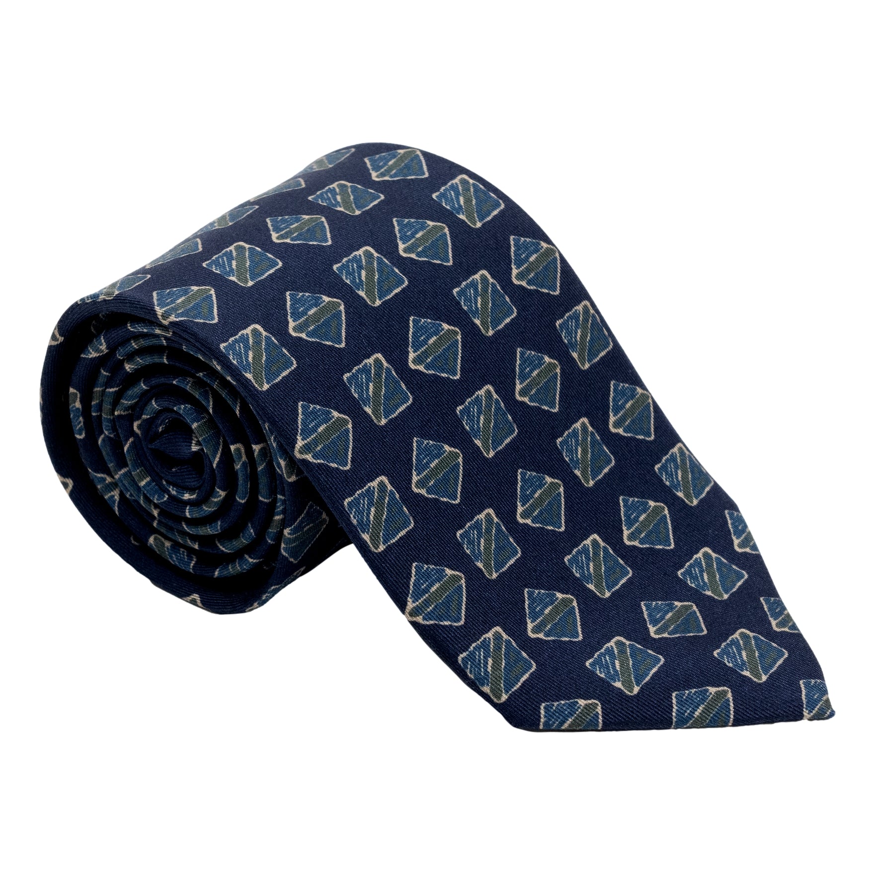 Artistic Square and Diamond Motif Silk Tie