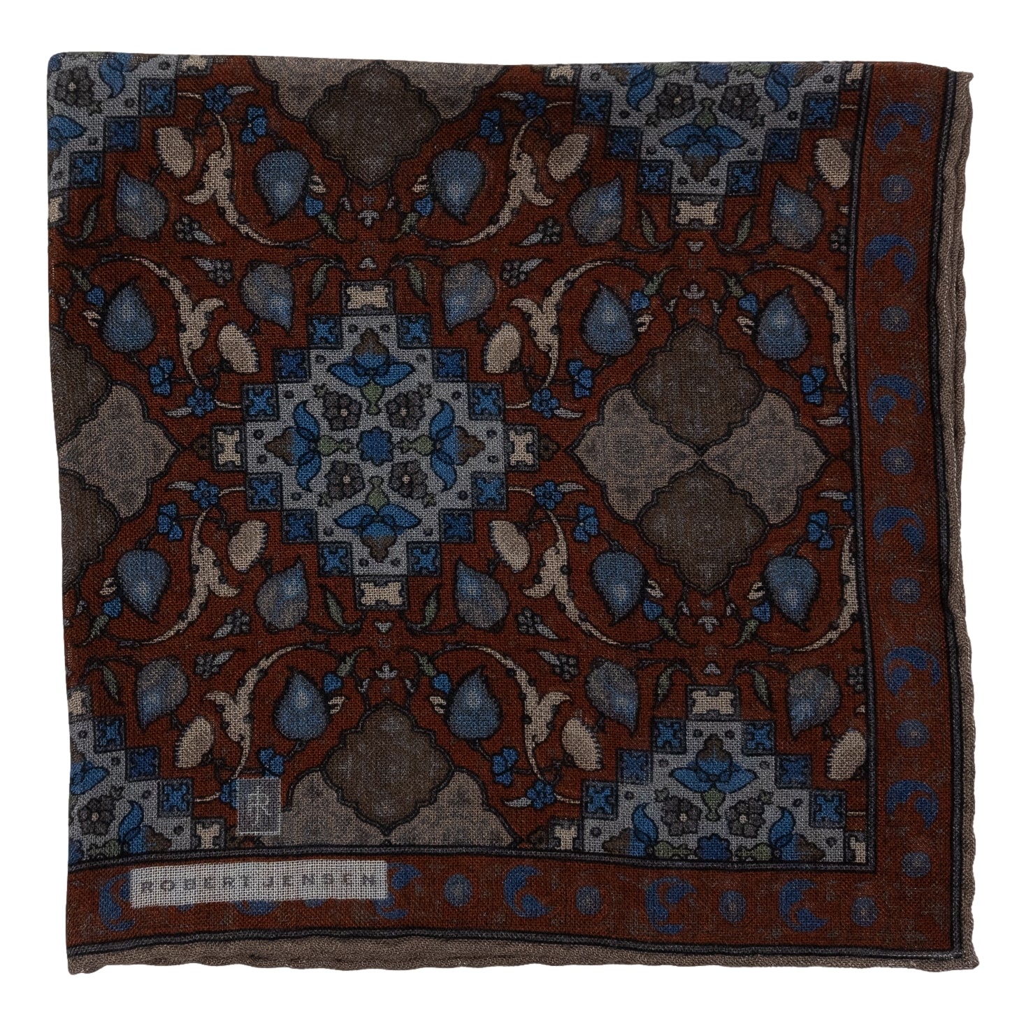 Milan Floral Pattern Wool and Silk Pocket Square