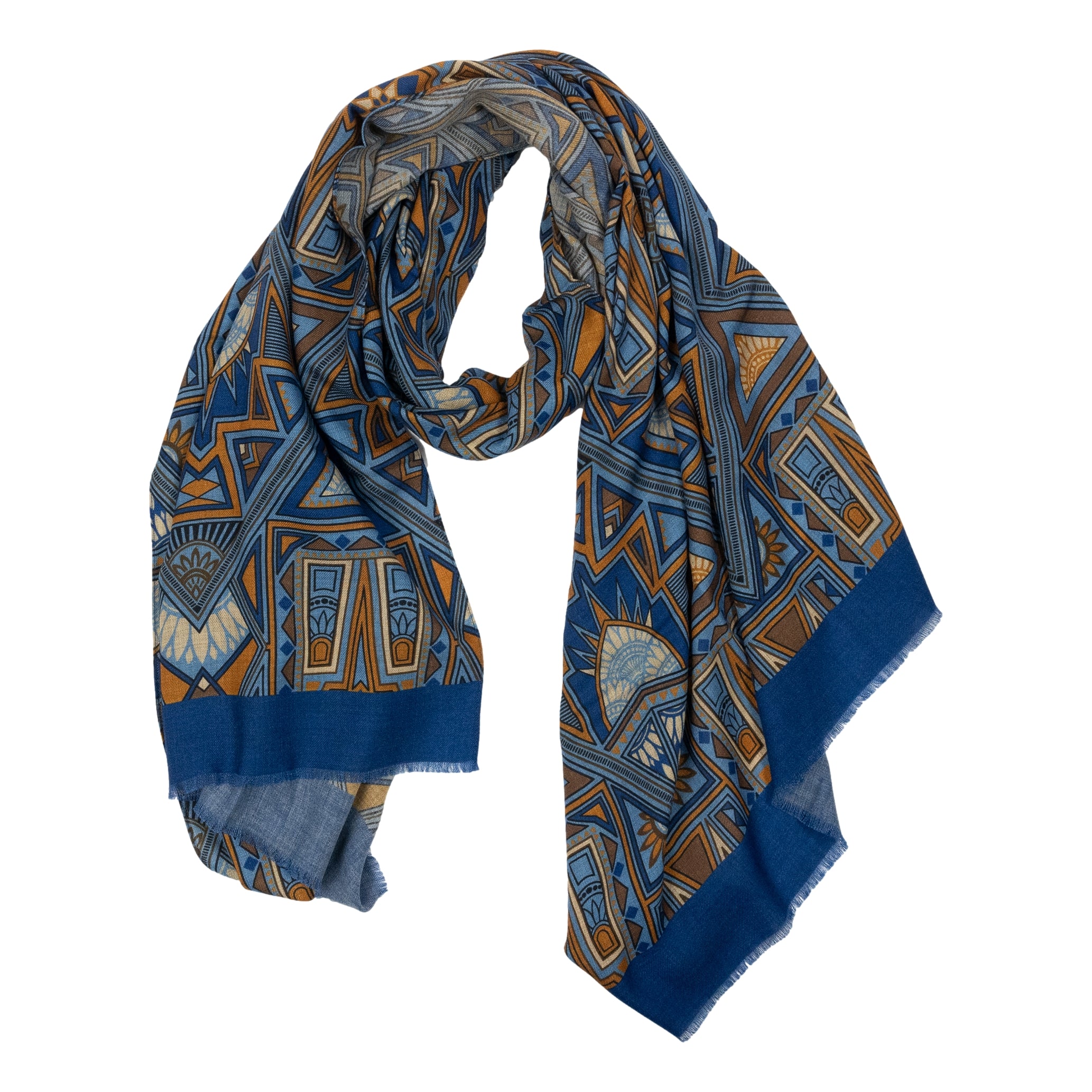 Mosaic Patterned Wool Scarf