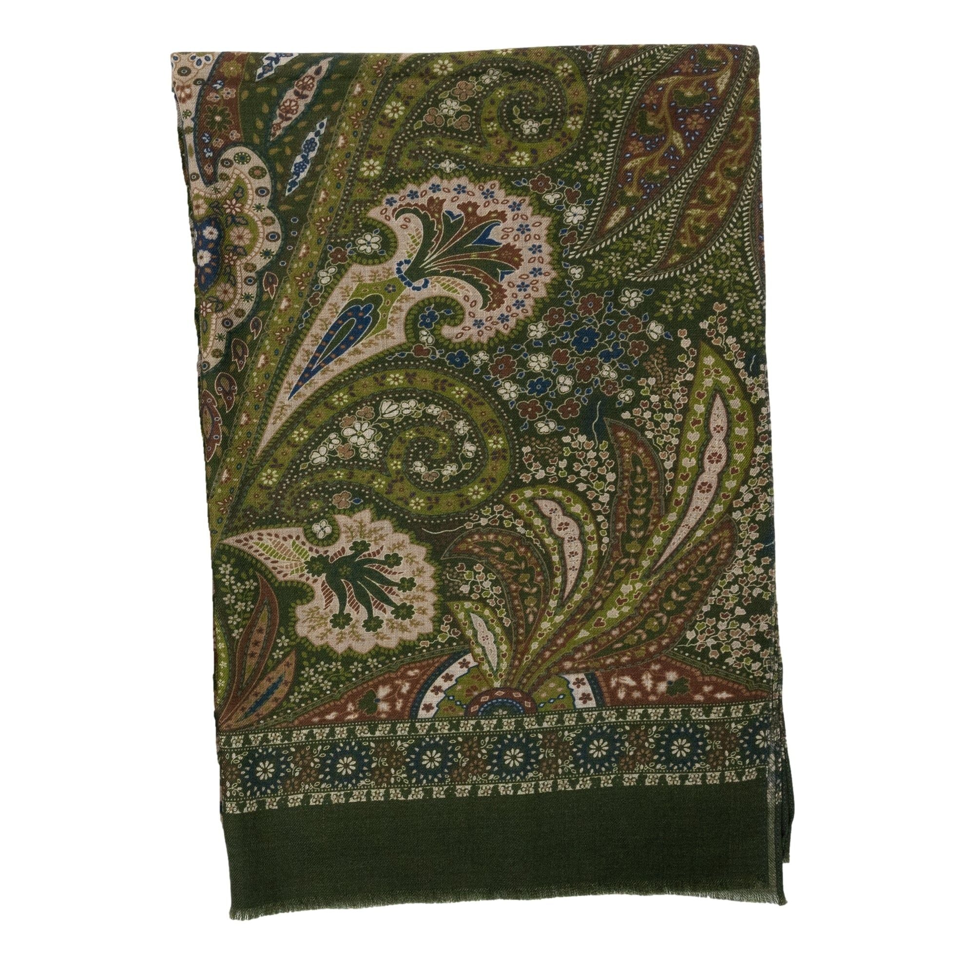 Large Floral and Paisley Patterned Wool Scarf