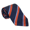 Navy with Light Blue and Rust Repp Stripe Silk Tie