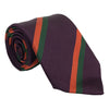 Purple with Orange and Forest Green Repp Stripe Silk Tie