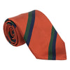 Rust with Deep Green and Navy Repp Stripe Silk Tie