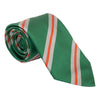 Grass with Silver and Orange Repp Stripe Silk Tie