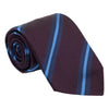 Eggplant with Navy and Sky Blue Repp Stripe Silk Tie