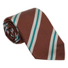 Brown with Silver and Teal Repp Stripe Silk Tie