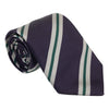 Purple with Silver and Green Repp Stripe Silk Tie