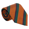 Rust with Maroon and Forest Green Repp Stripe Silk Tie