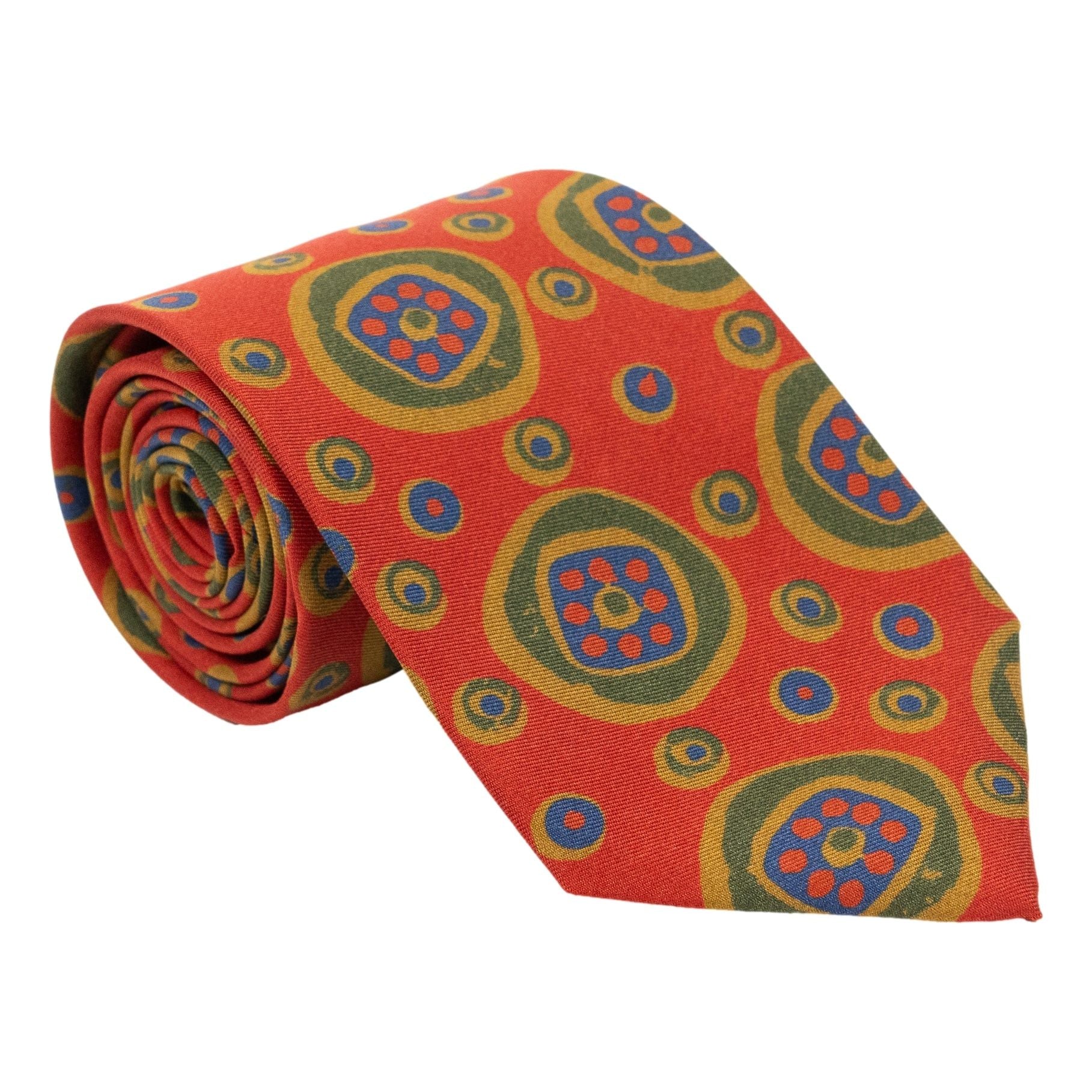 Abstract Circle Print Silk Tie