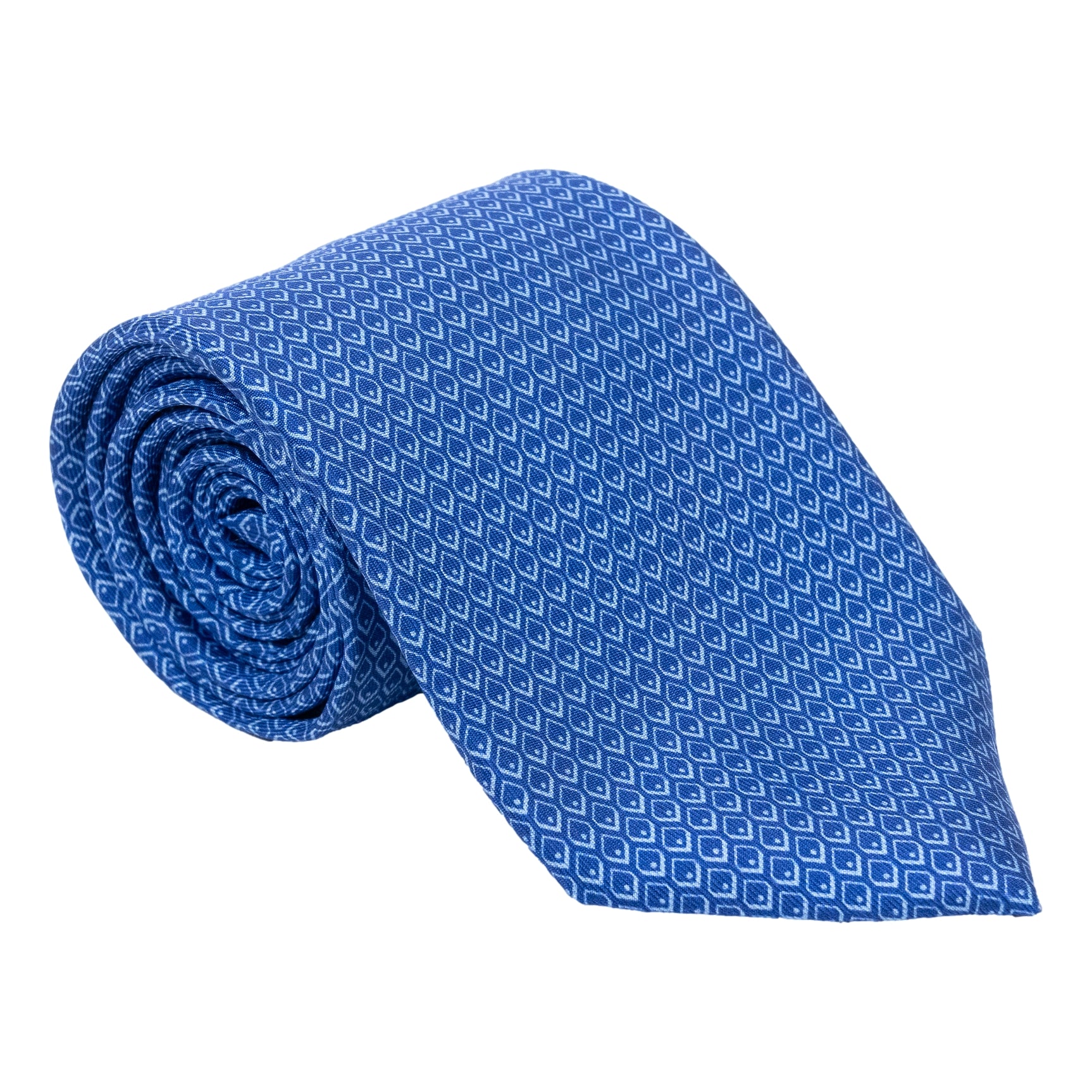 Diamond and Pin Dot Print Silk Tie