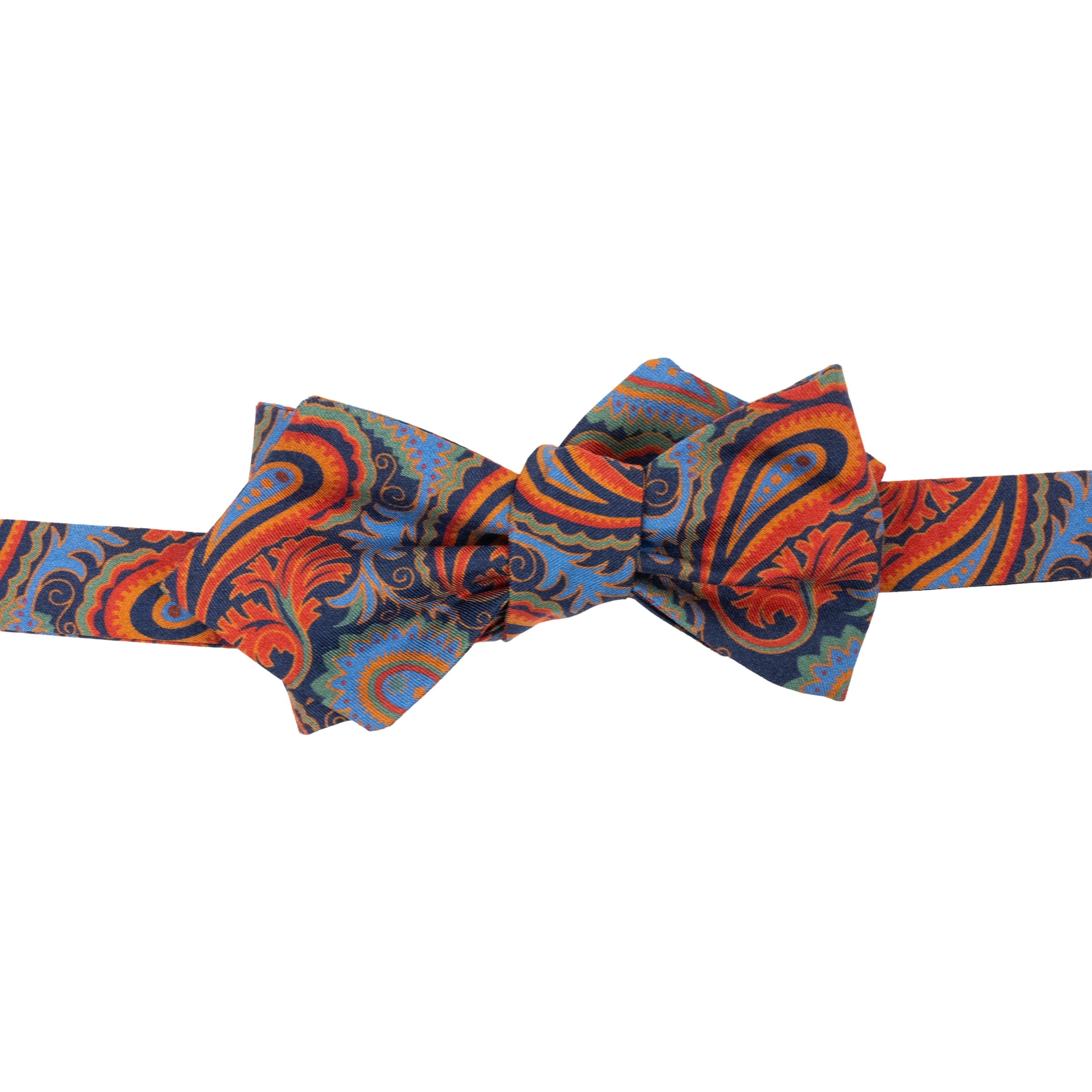 Large Paisley Print Silk Pointed End Bow Tie