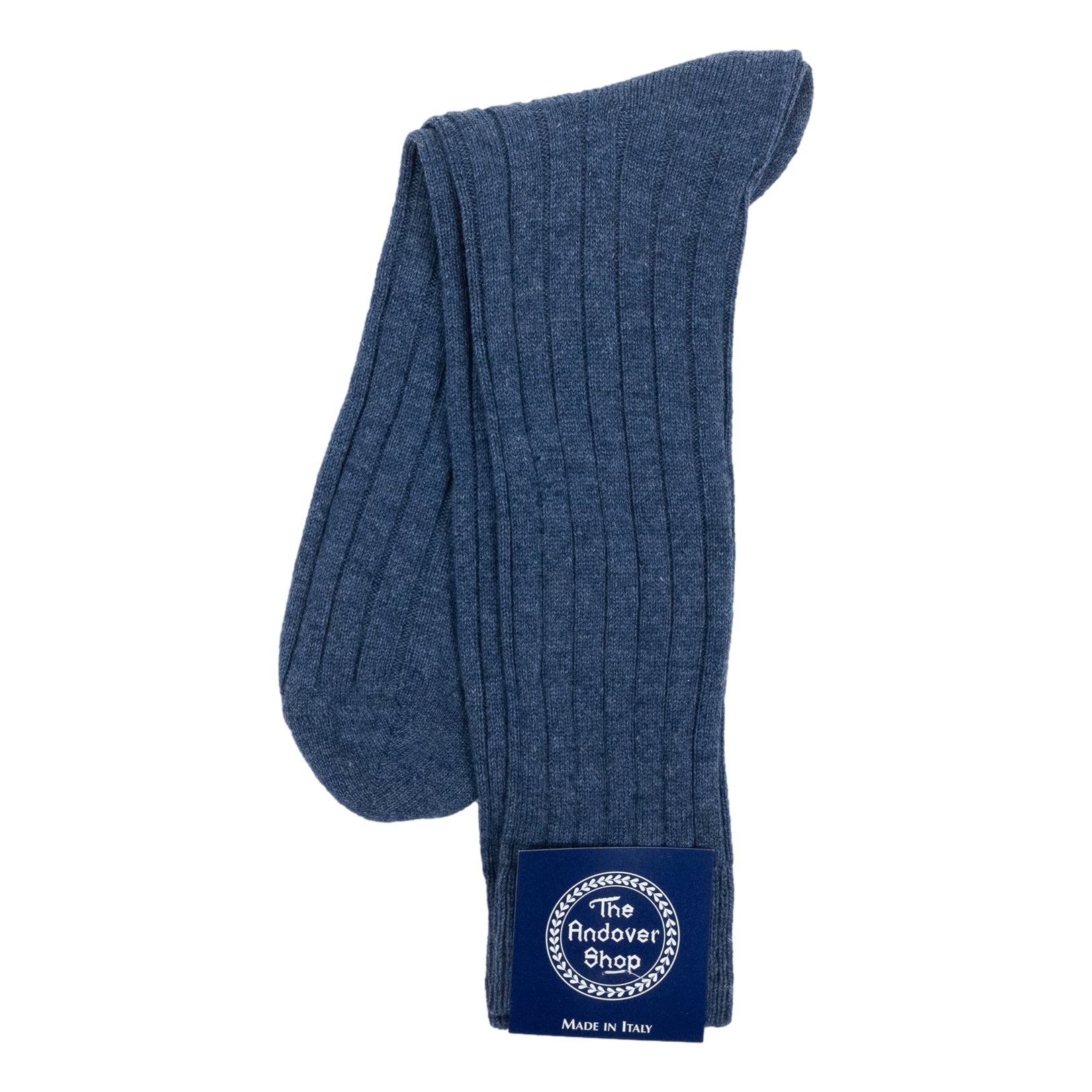 Mid-Calf Pure Cashmere Ribbed Dress Sock