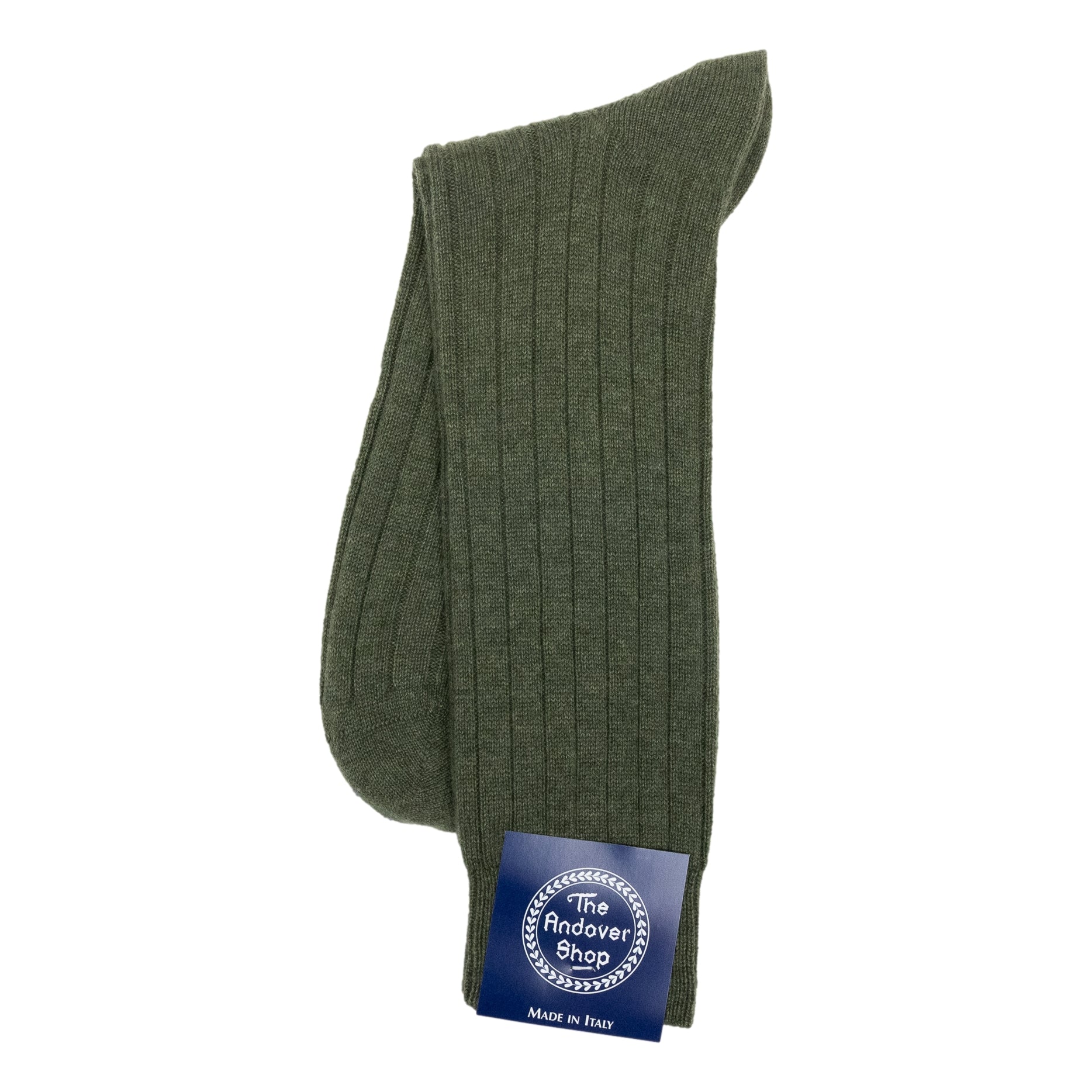 Mid-Calf Pure Cashmere Ribbed Dress Sock