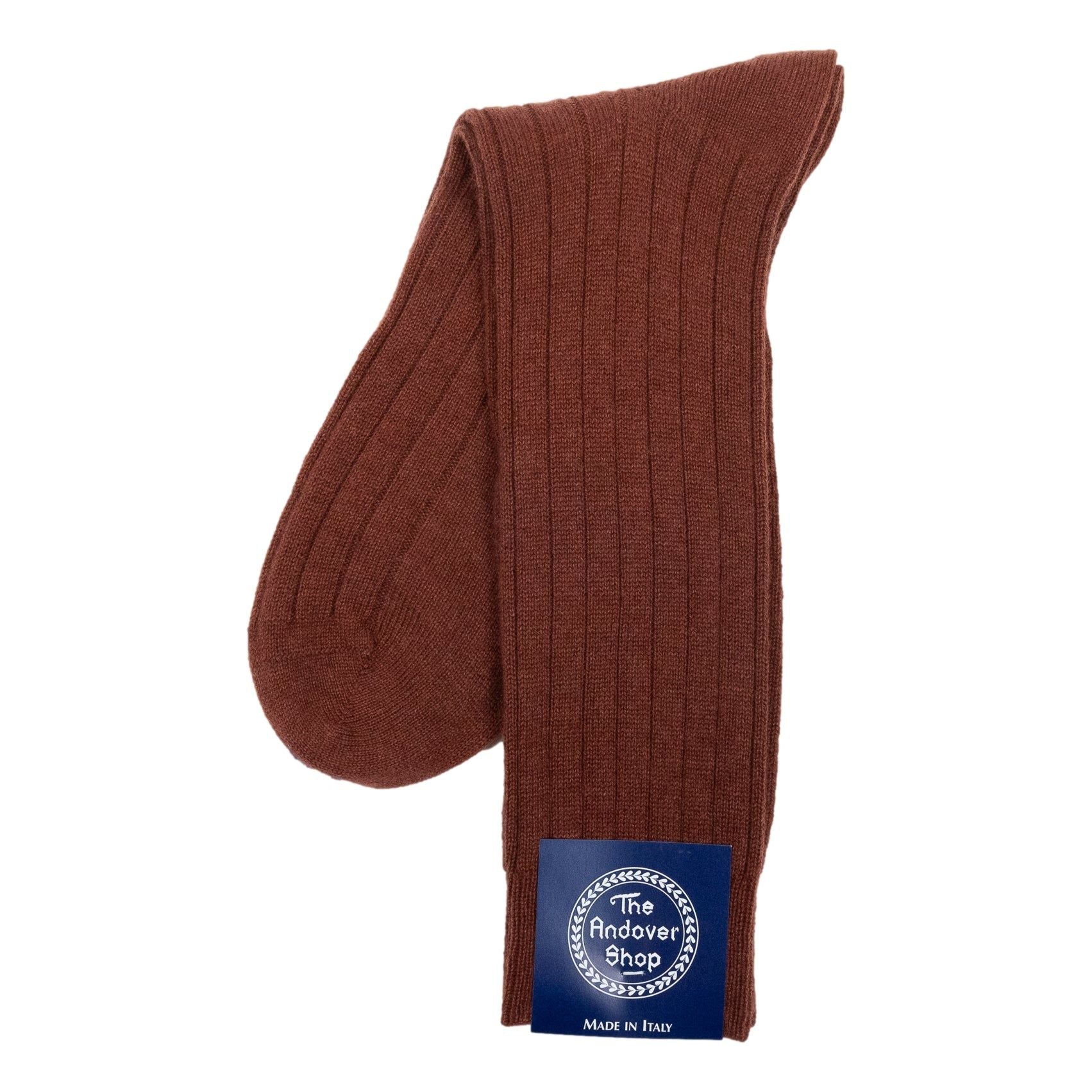 Mid-Calf Pure Cashmere Ribbed Dress Sock