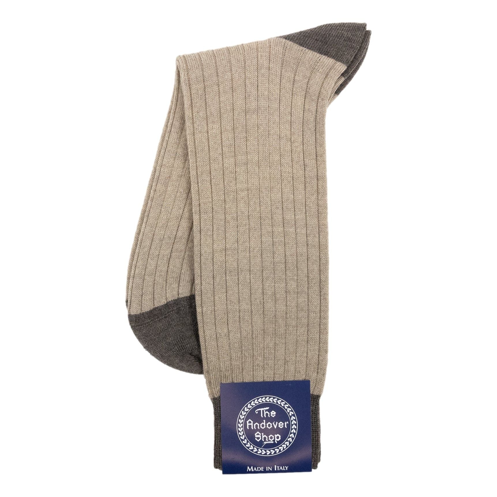 Mid-Calf Alternating Toe and Heel Wool Dress Sock