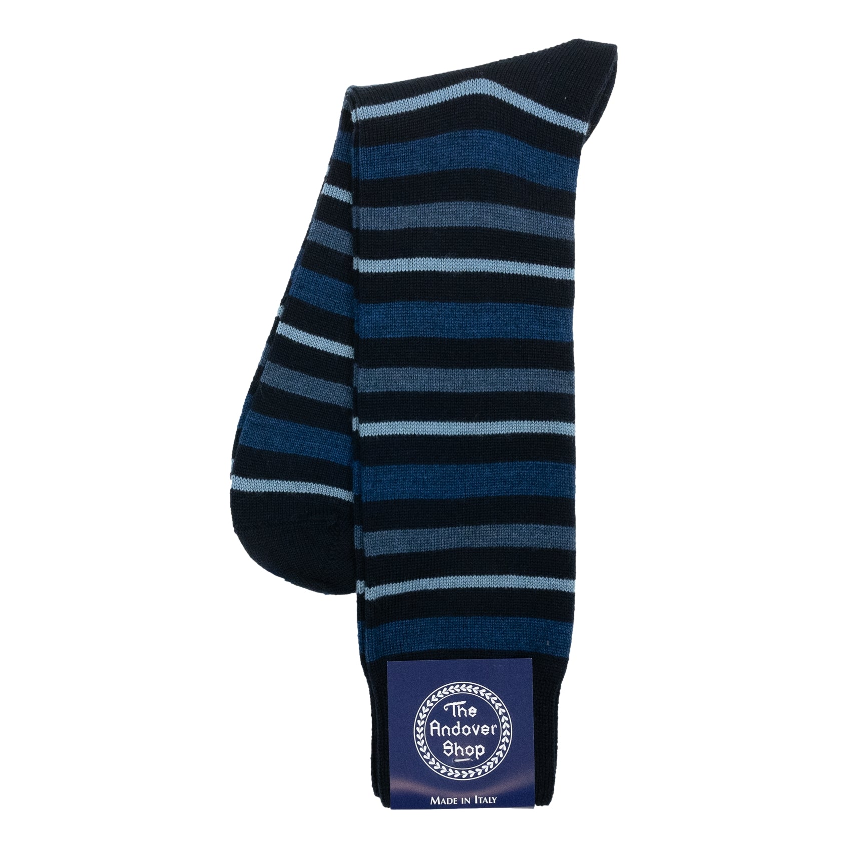 Mid-Calf Multi Stripe Wool Dress Socks