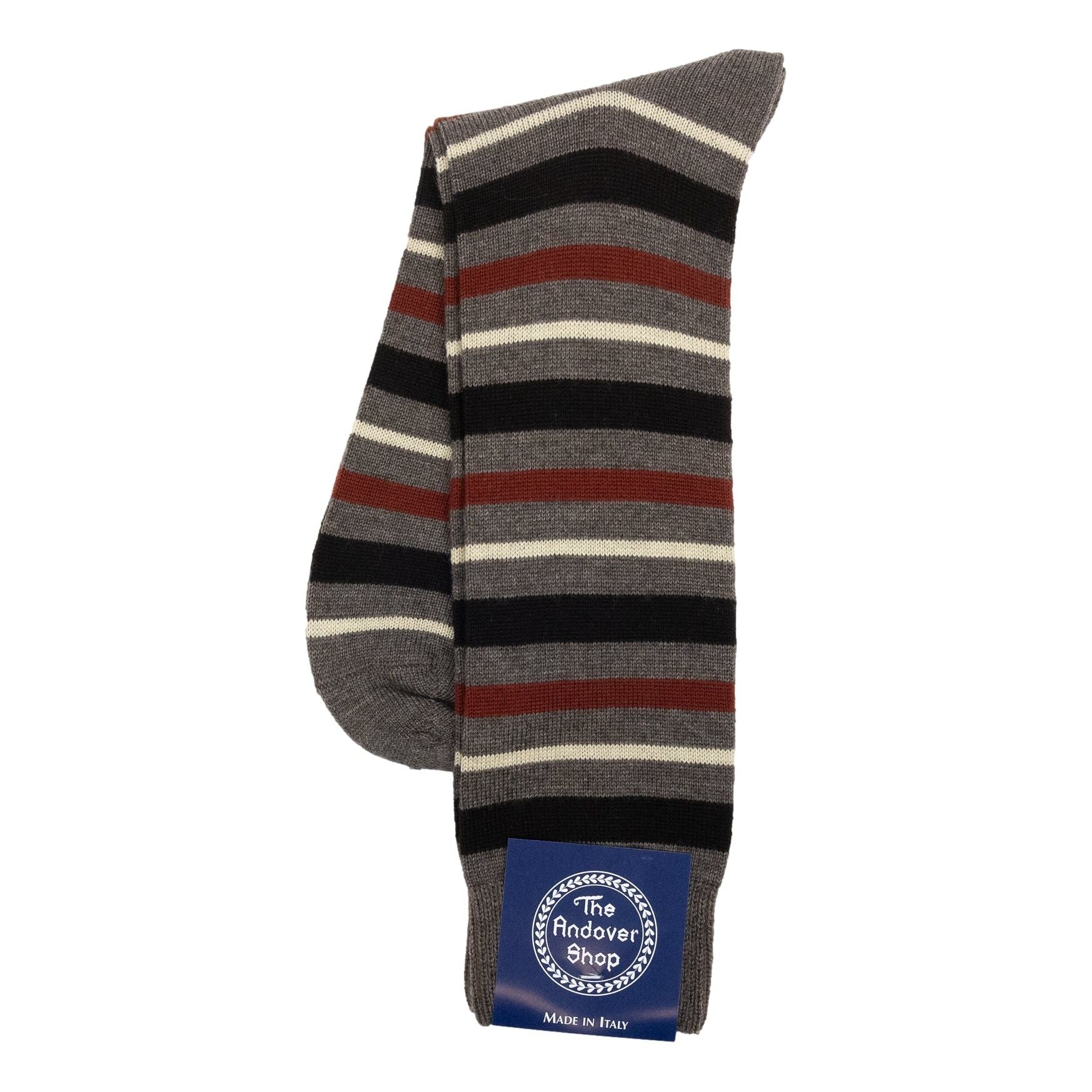 Mid-Calf Multi Stripe Wool Dress Socks