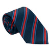 Navy Ground with Red and Sky Blue Striped Irish Poplin Tie