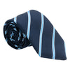 Navy with Sky Blue and White Striped Irish Poplin Tie