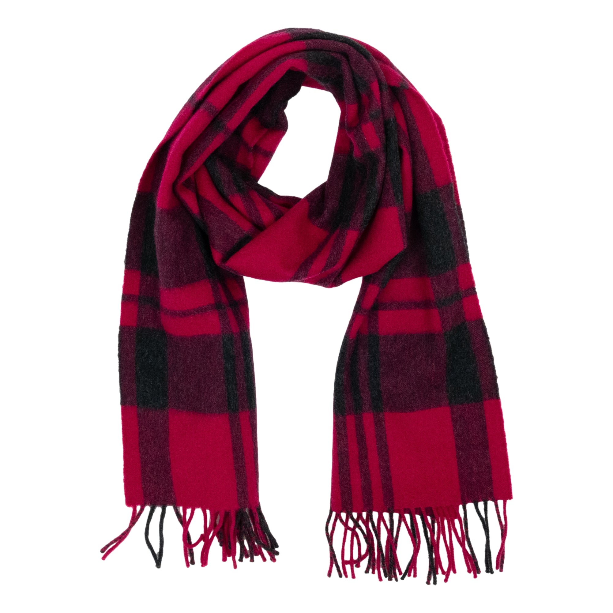 Ingles Beet Root Cashmere Plaid Scarf