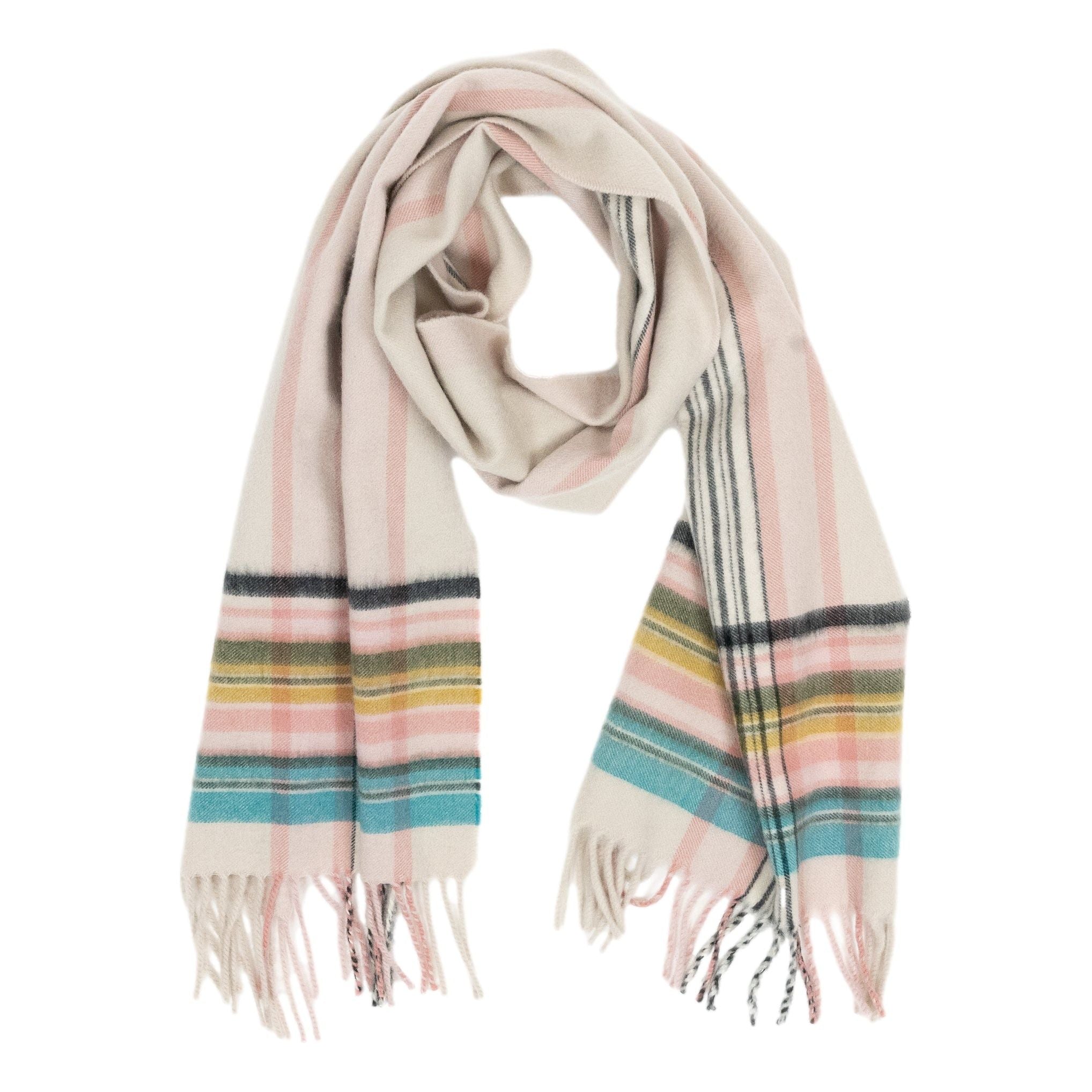 Oyster Pink Plaid Cashmere Scarf