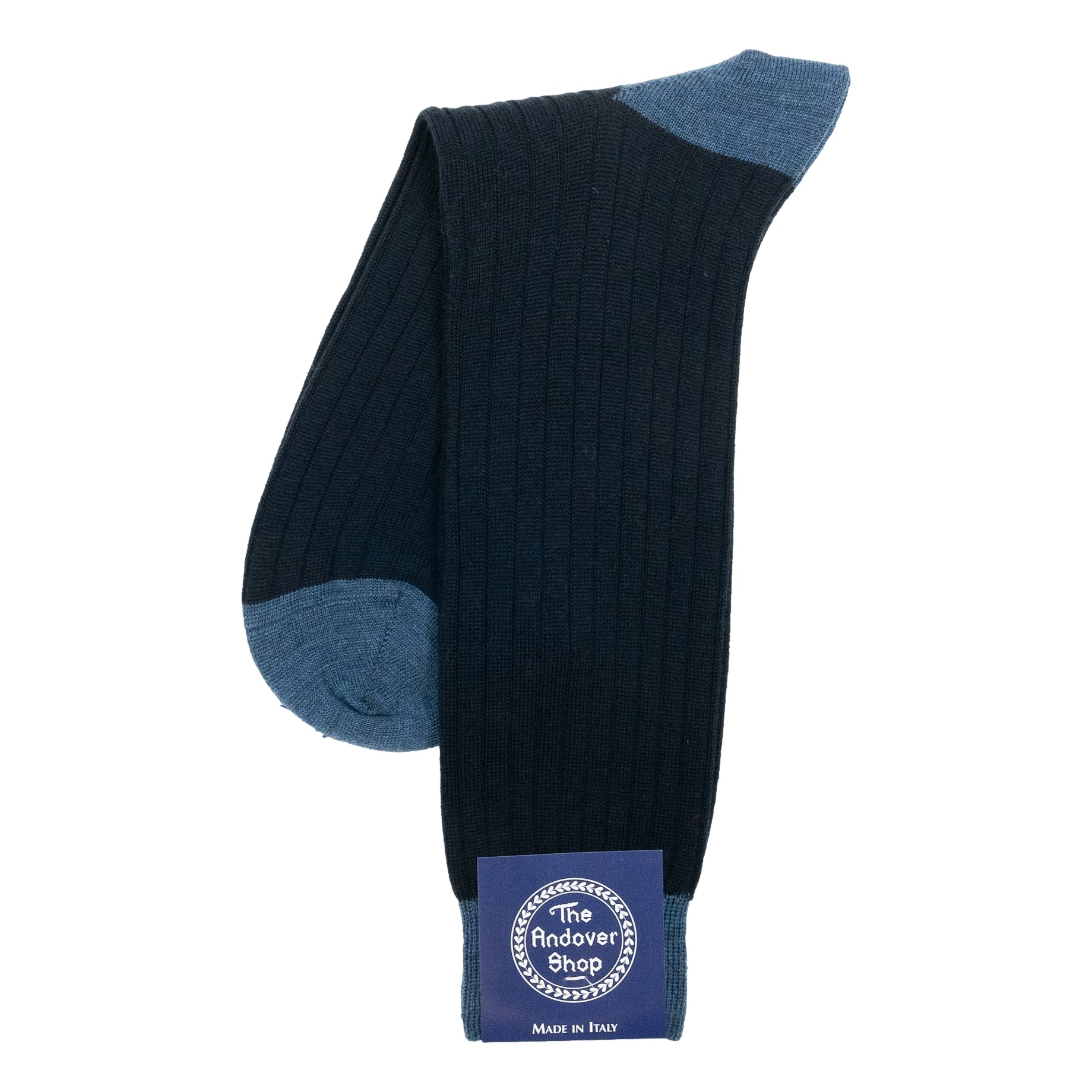 Mid-Calf Alternating Toe and Heel Wool Dress Sock