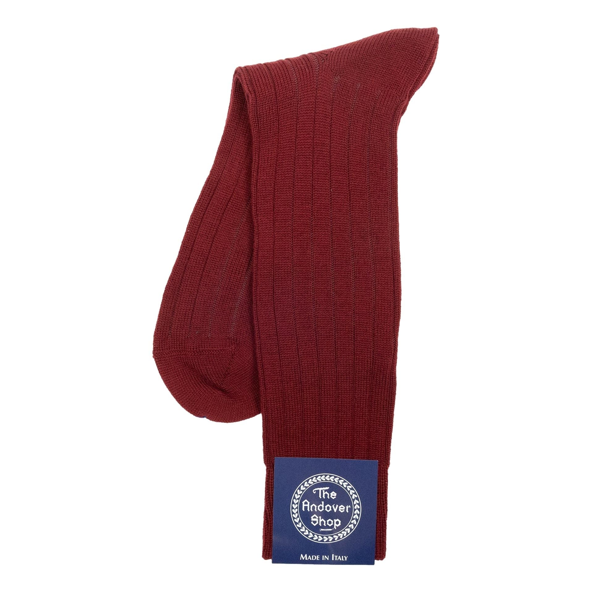 Mid-Calf Ribbed Shadow Stripe Wool Dress Socks