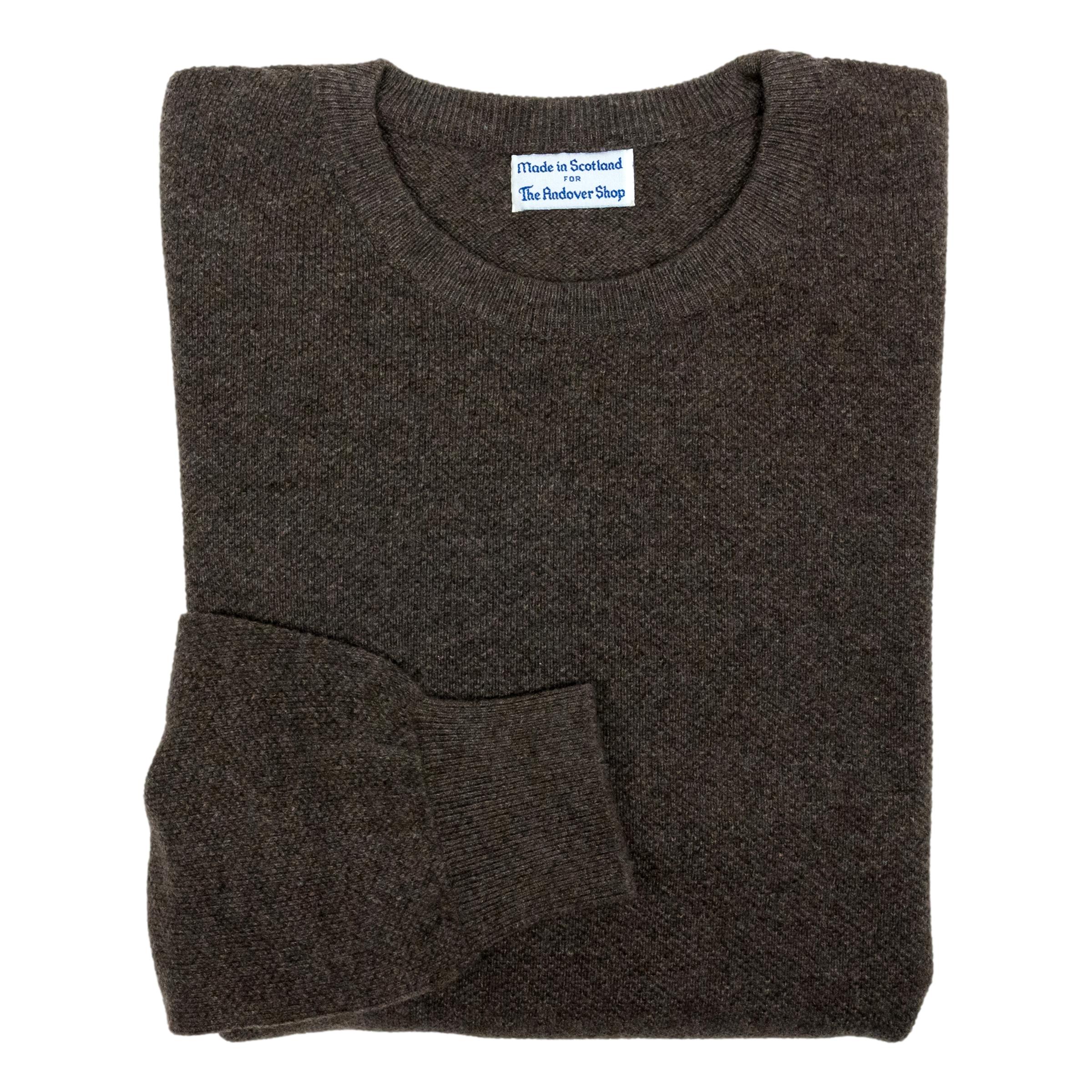 Pure Cashmere Waffle Knit Crew Neck Sweater