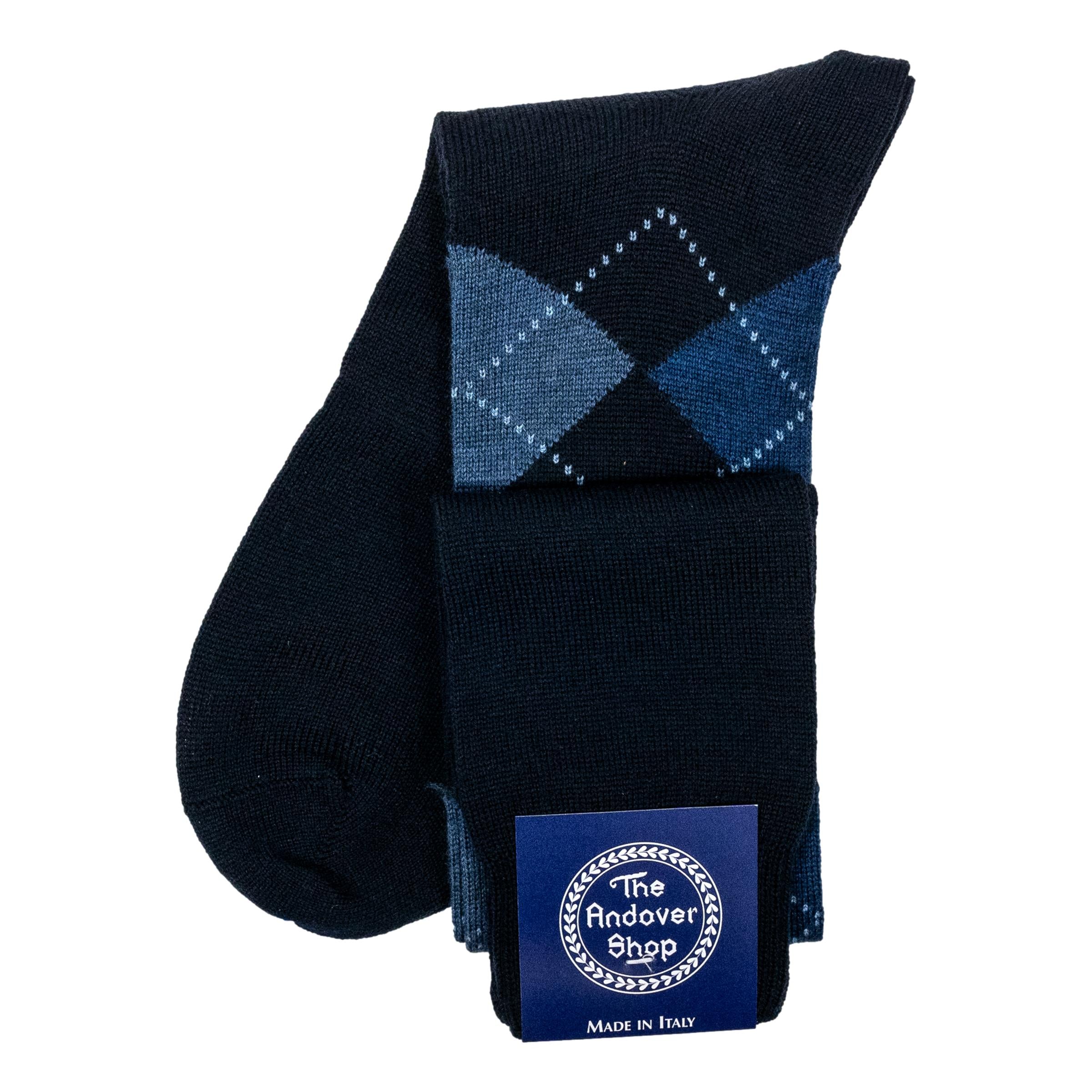 Over the Calf Argyle Wool Dress Socks